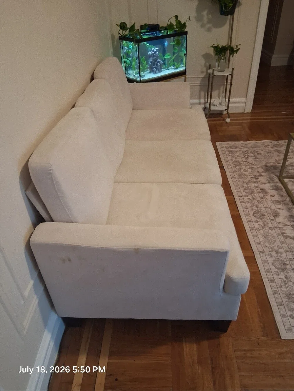 Beige Modern Three-Seat Sofa - Neutral Home Accent